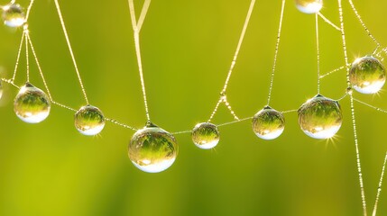 radial. Dew drops in a circular pattern along delicate spider web threads. wildlife magazines, conservation campaigns, designed for wildlife conservation campaigns, supports conservation.