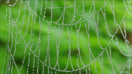 radial. Dew drops in a circular pattern along delicate spider web threads. wildlife magazines, conservation campaigns, designed for wildlife conservation campaigns, supports conservation.