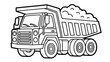 © Gary - Outline illustration of a heavy-duty dump truck loaded with dirt, ready for construction.