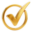 © MDTOUFICKAHAMAD - Golden check mark in circle isolated on transparent background, symbol of approval