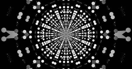 Wall Mural - A seamless loop of black and white patterns captivates viewers with dynamic shapes and rhythmic movement, simulating a tunnel effect for a unique visual experience.