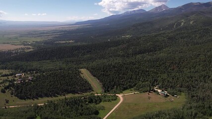 Wall Mural - Drone Shot of Wet Mountain Landscape and Frontier Pathways Scenic Historic Byway Road, Colorado USA