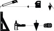 © MD - Construction measuring tools silhouette set, engineering equipment vector, architecture drawing instruments, building site tools collection, industrial precision measurement illustration