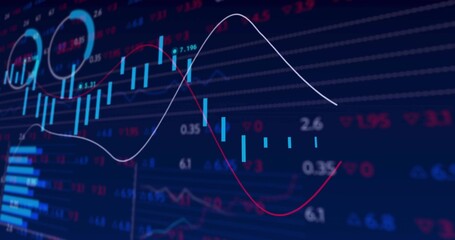 Wall Mural - Displaying financial chart interface on trading display, with candlestick bars and trend lines