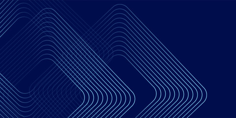 Abstract futuristic technology concept background. Shiny geometric line pattern on a dark blue background. Suitable for posters, covers, banners, presentations, websites, and flyers.
