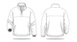 © Awan - Technical sketch of a half-zip fleece pullover featuring front and back views on a plain white background showcasing garment construction details