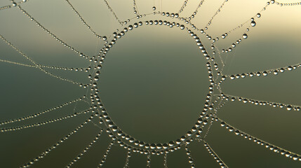 radial. Dew drops in a circular pattern along delicate spider web threads. wildlife magazines, conservation campaigns, designed for wildlife conservation campaigns, supports conservation.