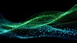 © Kdhtdg - Abstract flowing digital data streams with glowing particles and light trails on a dark background isolated on transparent background