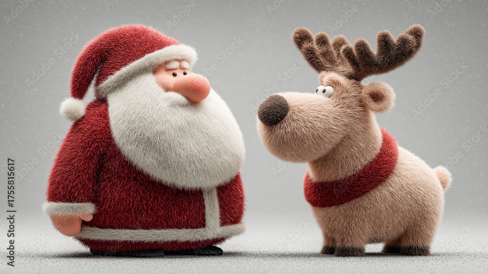 トナカイとサンタが繰り広げるクリスマスの冒険、笑顔とプレゼントが
