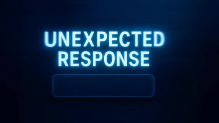 Neon text typography glowing blue futuristic interface surprise urgency prompt ai programmer crafting unexpected error message dark blue digital