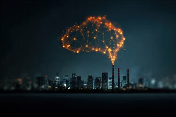 floating islands connected by digital bridges depicting efficiency creation intelligence generation solution sustainable future cities