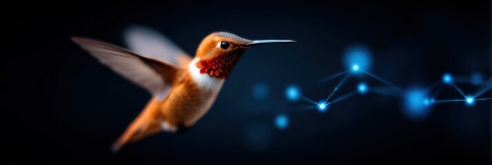 metallic hummingbird in flight representing efficiency creation intelligence generation solution in robotics and precision engineering