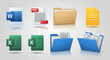© Adobe - Set of file format and folder icons document types, extensions, different file formats vector illustration of office documents