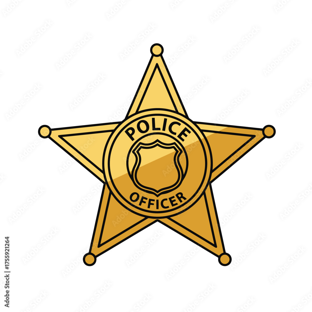 Generic Police Star Gold Police Officer Star Badge Stock Vector | Adobe Stock