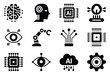 © Muhammad - Set of artificial intelligence icons black glyph vector symbols for AI technology and machine learning applications