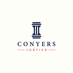 Wall Mural - justice and lawyer law firm concept logo template design with pillar and scale symbol.