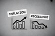 © MILON - Inflation vs recession economic contrast with growth and decline graphs