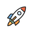 © Divine123victory - Hand drawn cartoon rocket ship launching into space isolated on transparent background