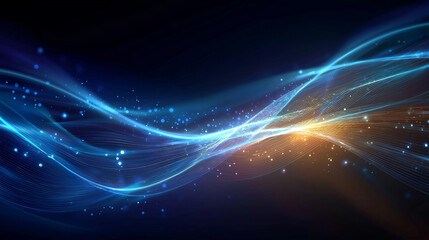 Wall Mural - Abstract Digital Waves: An eye-catching visual of flowing lines and sparkling particles, creating a sense of movement and representing the dynamic world of data and connectivity.