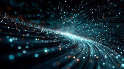 Wall Mural - Data Stream Visualization: A mesmerizing visual display of data streams, with glowing particles and dynamic lines swirling through space. An embodiment of technology and connectivity.
