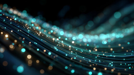 Wall Mural - Abstract Digital Stream:  A mesmerizing visual of swirling digital streams, adorned with glowing particles, representing interconnectedness, data flow, and technological advancement. 