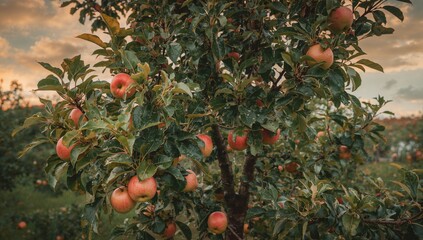 Wall Mural - Fruit flourishing on branches after rainfall