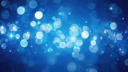 Wall Mural - Elegant Blue Holiday Background with Abstract Bokeh and Starry Elements
