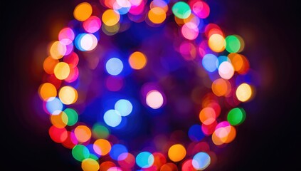 Wall Mural - Festive circular light arrangement with blurred background