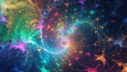 Wall Mural - Abstract multicolored fractal light design in 3D render
