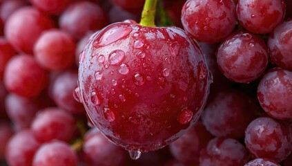 Wall Mural - Close-up of a cluster of fresh, ripe, and juicy grapes as a backdrop