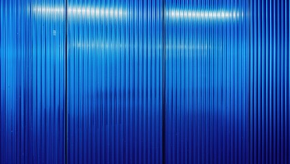 Wall Mural - Detailed view of a blue polycarbonate panel wall illuminated for indoor space division