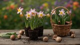 Flower bulb planting for pots with Freesia