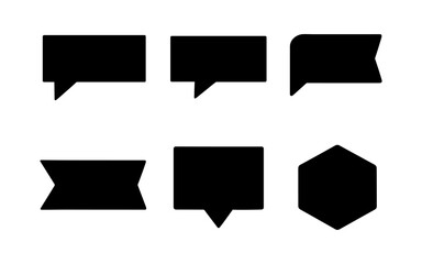 Silhouette speech bubble icons set featuring geometric design