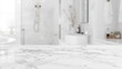 © AbstractAI - Blurred washroom setting with marble countertop ideal for product mockups or design presentations