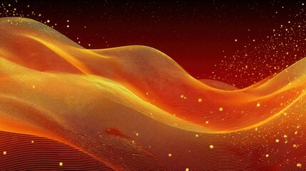 Wall Mural - Abstract Flowing Waves with Warm Orange and Red Hues Highlighted Against a Dark Background Creating a Dynamic Visual Experience