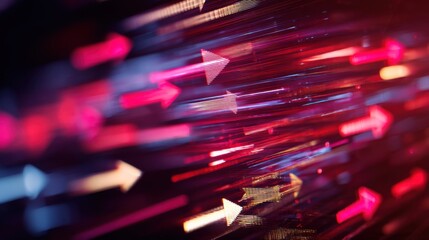 Wall Mural - Colorful Motion Blur of Arrows Indicating Direction with Neon Lights Effect and Vibrant Background for Dynamic Concepts or Abstract Art Use