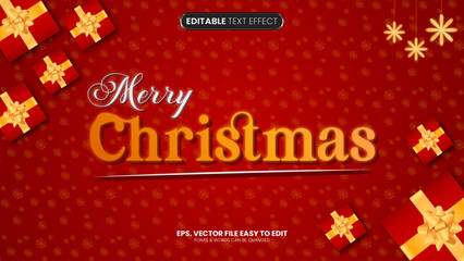 Wall Mural - Merry christmas editable text effect