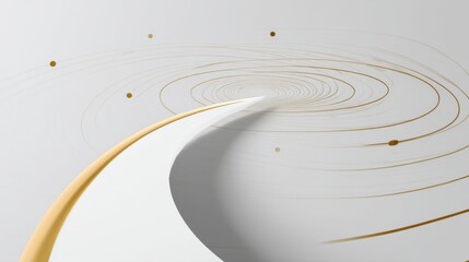 Wall Mural - Abstract swirls and lines in soft cream and gold tones creating a dynamic visual effect on a minimalist gray background for creative use