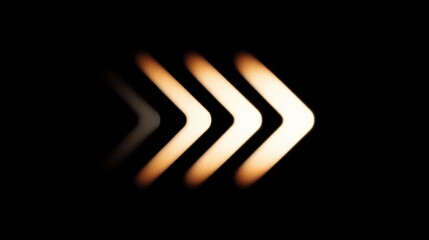 Wall Mural - Abstract illustration of soft glowing arrows in a dark environment symbolizing direction, progress, and movement with smooth gradients and light effects