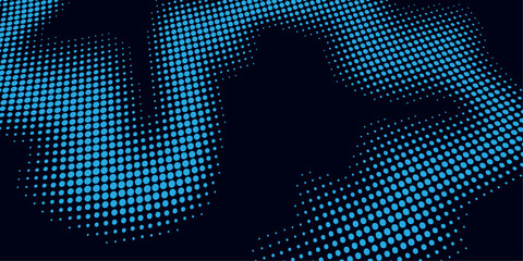 Wall Mural - Abstract global business vector design featuring a halftone world map pattern illustration with light dots and black texture backdrop