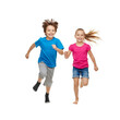 © ZeZe - Happy Running Children Boy and Girl Isolated on White Background