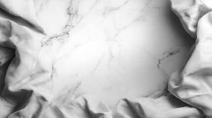 Wall Mural - Elegant White Fabric and Marble Background for Stylish Presentations, Photography, and Product Display with Luxurious and Modern Touches