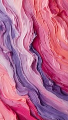 Wall Mural - a swirling abstract composition of textured paint in shades of lavender, pink, and coral creates a dynamic and flowing visual experience.