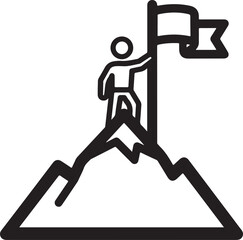 Wall Mural - Person with flag on peak icon vector