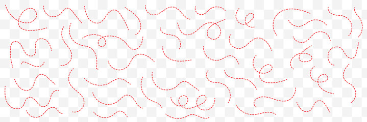 Wall Mural - Dashed hand drawn squiggle loopy line vector. Dotted spiral curve line. Hand Sketched Curly Border. Abstract long squiggle dashed. Abstract Hand-Drawn Dotted Line Collection
