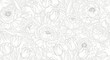 © luck - Elegant botanical line art pattern concept showcasing delicate seamless flower illustrations, perfect for sophisticated backgrounds, fabric designs, and charming decorative paper