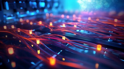 Wall Mural - electronic connection with data transfer, network and communication