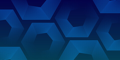 Wall Mural - Dark blue background with hexagon geometric lines pattern. Futuristic technology concept