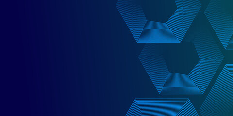 Wall Mural - Dark blue background with hexagon geometric lines pattern. Futuristic technology concept