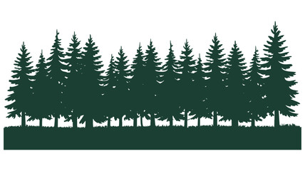 Serene forest silhouette evergreen tree line nature landscape background graphic
